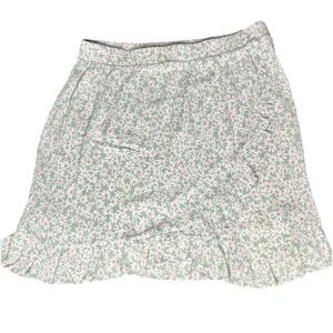 Y2K Floral Mini Skirt Sage Green Ditsy Print Ruffle Hem Coquette Vibes